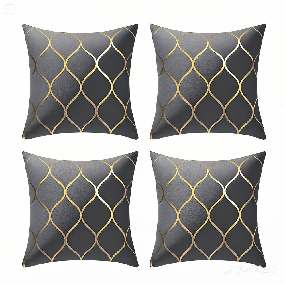 6479 Pack of 4 Gold Velvet Throw Pillow Covers 18x18 Inches Solid Square